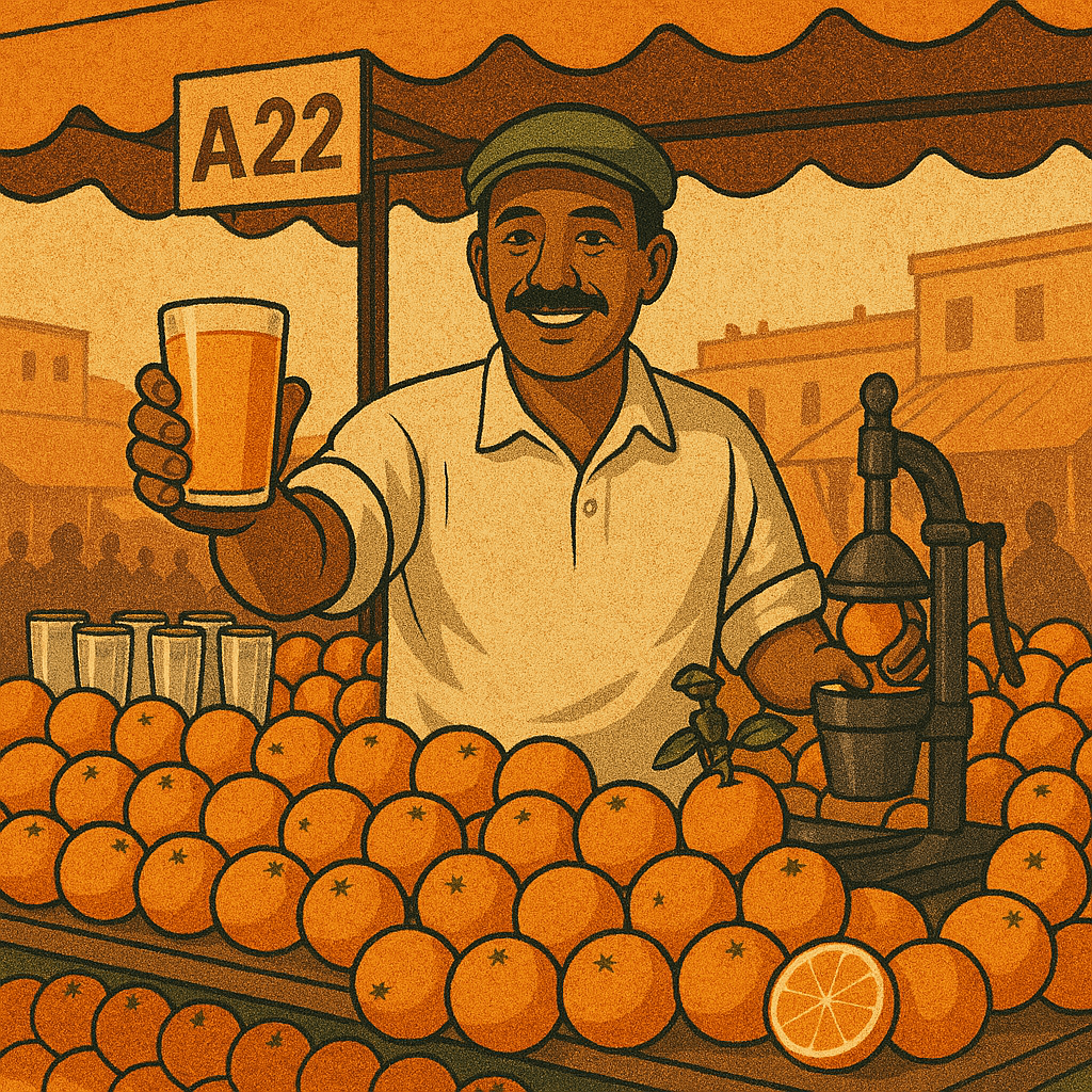 Les 10 Attractions Incontournables de Jemaa el-Fnaa à Marrakech en 2025 6 Les étals de jus d’orange frais