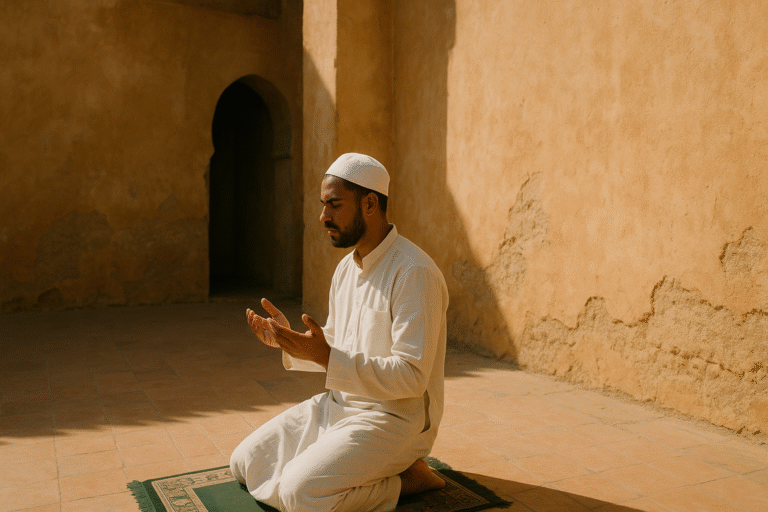 Un homme qui prie au maroc
